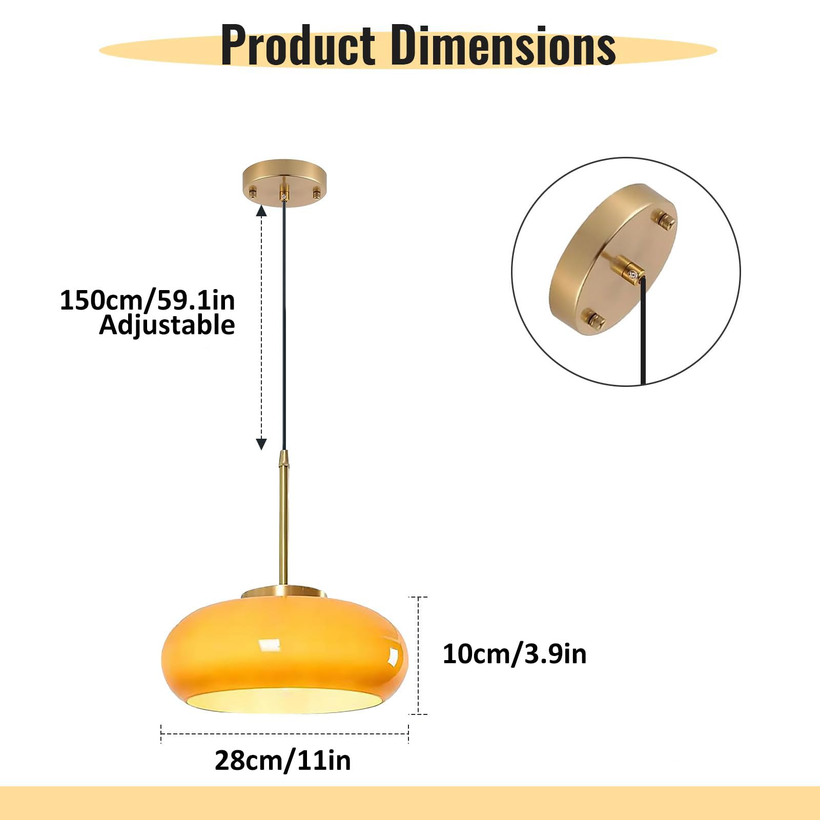 Adjustable Orange Glass Pendant Light for Kitchen Island