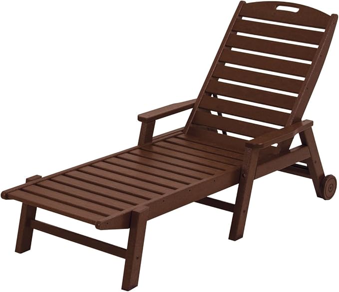NCW2280GY Nautical Wheeled Chaise with Stackable Arms, Slate Grey
