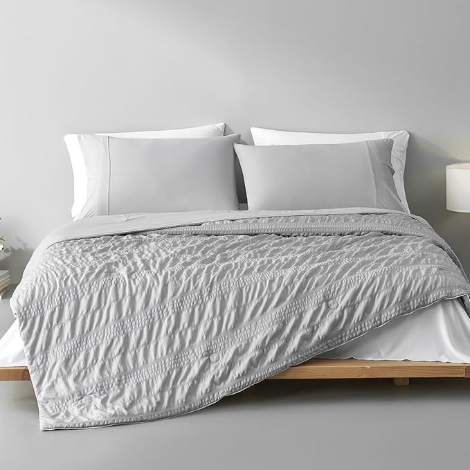Sustainable Cotton Filled Medium Warmth Breathable Hypoallergenic Comforter, White, Full/Queen
