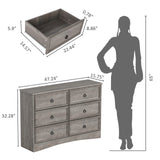 Modern 6 Drawer Dresser, Dressers for Bedroom, Chest of Drawers