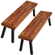 2 Pieces Outdoor Acacia Wood Bench, Patio Dining Bench