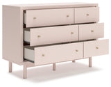 Signature Design by Ashley Wistenpine Modern 6-Drawer Dresser with Safety Stop, Pink