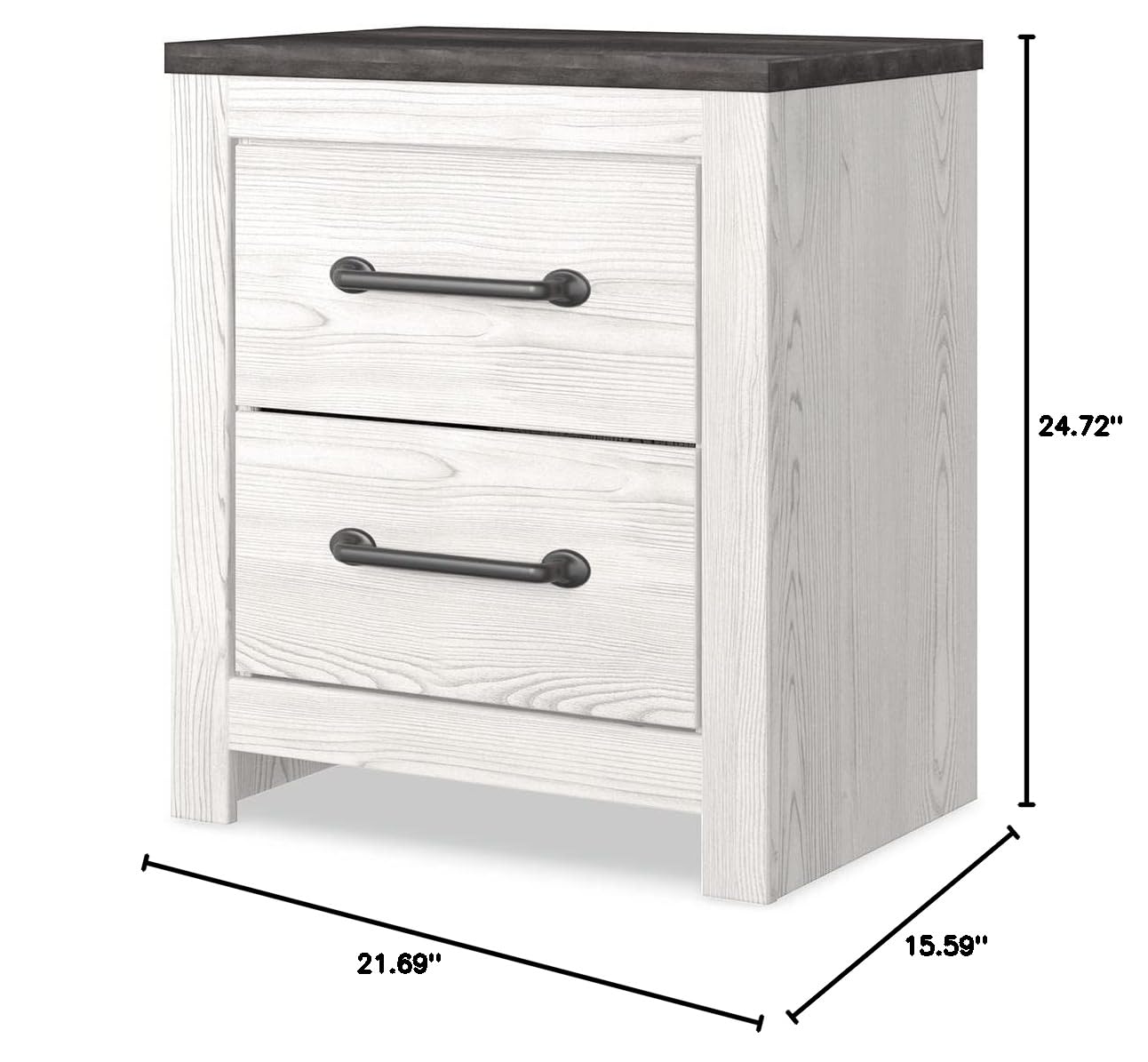 Gerridan Coastal 2 Drawer,  Nightstand, White/Gray