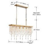 6-Lights Gold Chandeliers for Dining Room, Modern Crystal Pendant Light Fixture,