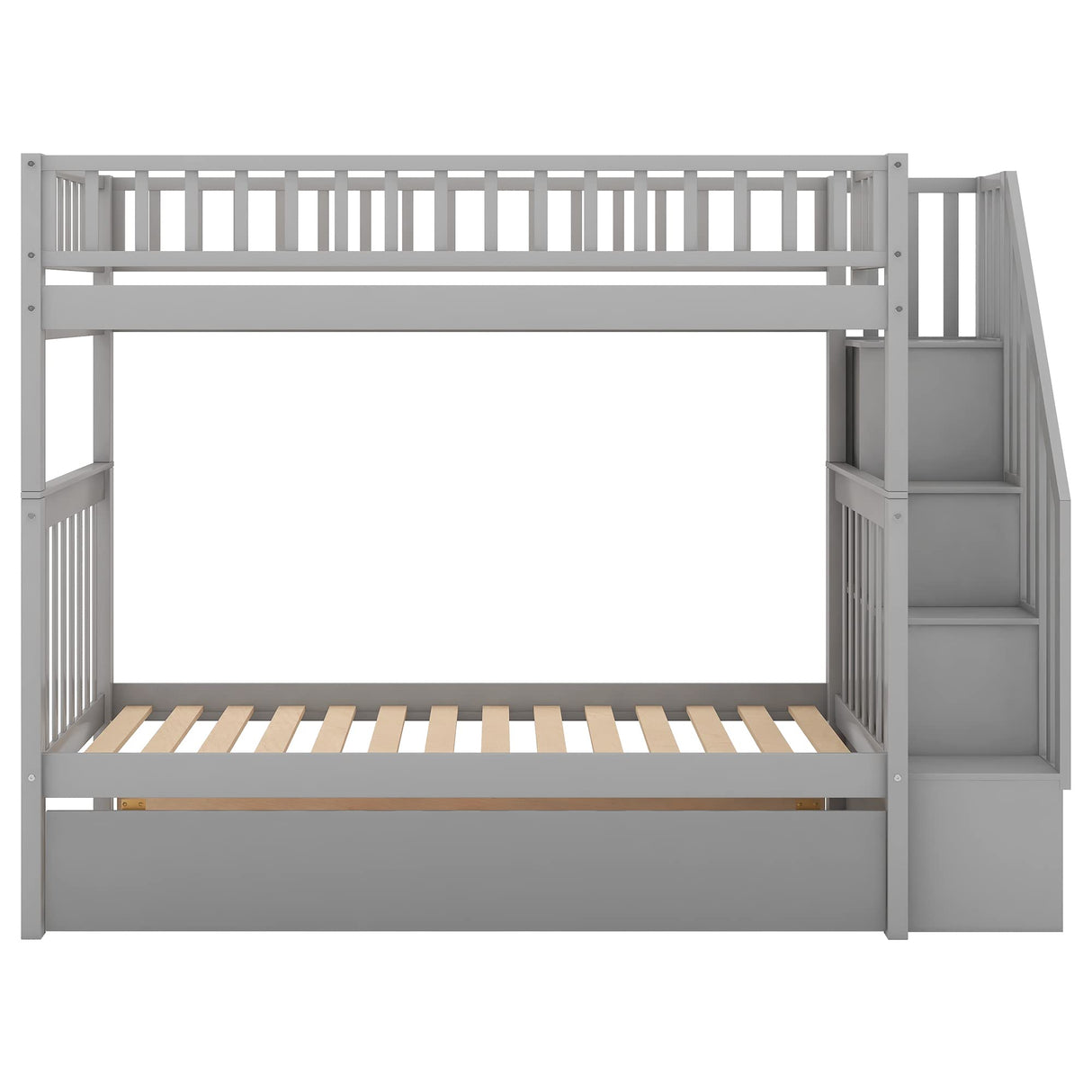 Bunk Beds, Bunk Beds Twin Over Twin Size, Twin Bunk Bed with Trundle