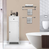 Bathroom Storage Cabinet, Single Door Floor Cabinet with Drawer and 3-Level Adjustable Shelves,