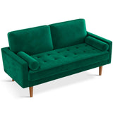 58 inch Loveseat Sofa Couch, Green Velvet Couch for Living Room