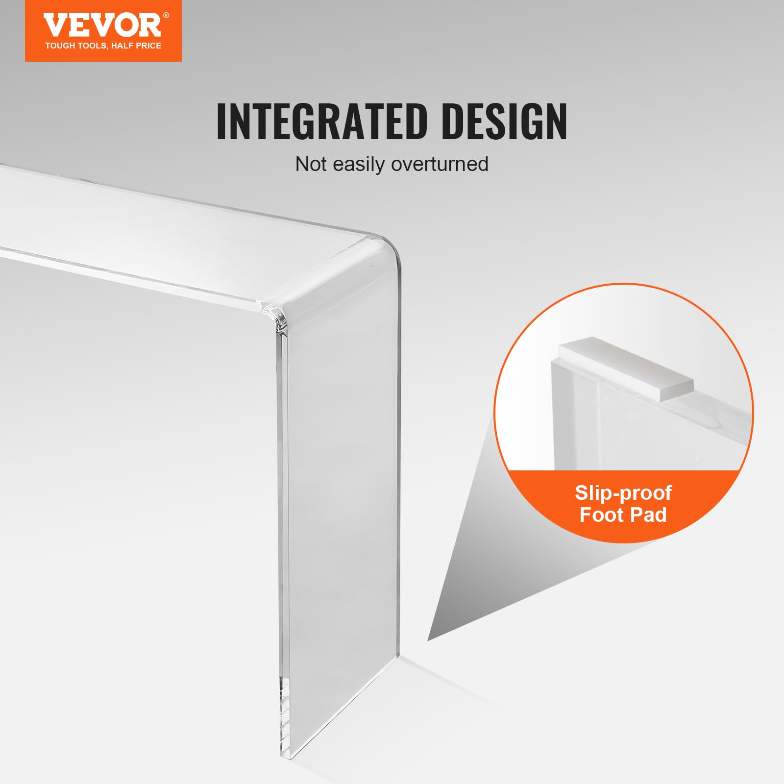 Clear Acrylic Console Table - Modern U-Shaped Entryway Desk