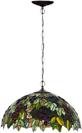 Tiffany Pendant Light Grape Art 20" E26 Stained Glass Pendant Lamp Creative Art Ceiling