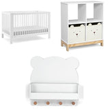 babyGap Charlie 6-in-1 Convertible Crib + Brannan Bear Bookcase with Bins + Brannan Bear Wall Shelf with 4 Hooks, Bianca White (Bundle)