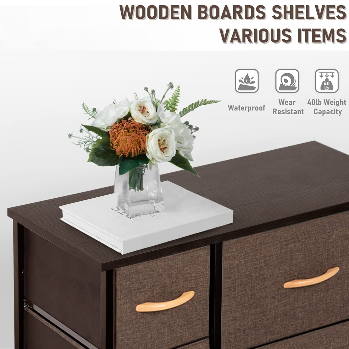 9-Drawer Fabric Dresser: Versatile Storage Organizer with Steel Frame & Wooden