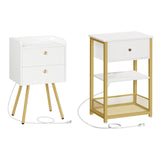 Nightstand with Charging Station and Side Table Bundle