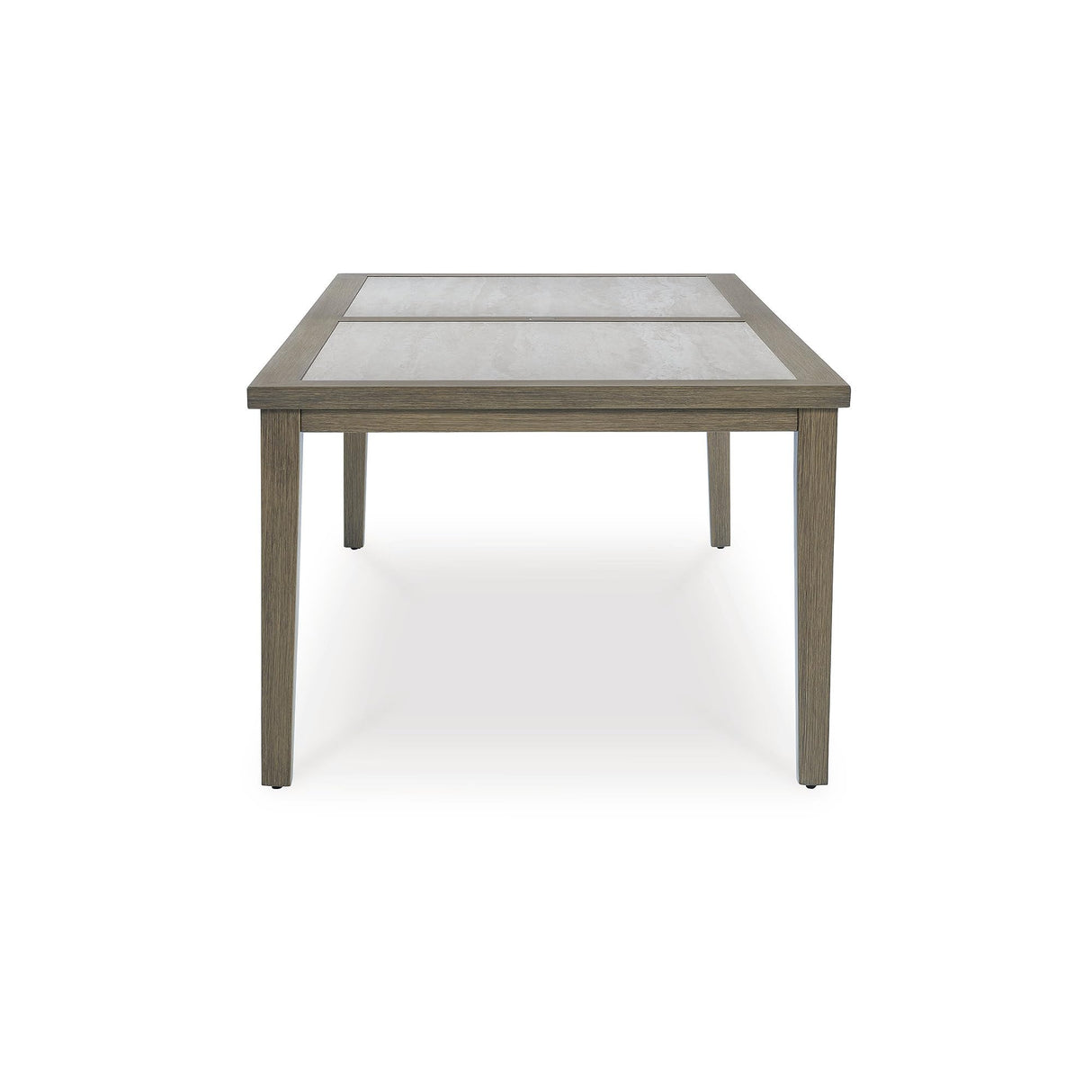 Rainier Ranch Contemporary Sintered Stone Tabletop Outdoor Dining Table with 4 Legs, Light Brown & Beige