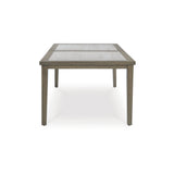 Rainier Ranch Contemporary Sintered Stone Tabletop Outdoor Dining Table with 4 Legs, Light Brown & Beige
