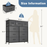 Dresser for Bedroom, Storage Tower with 9, Chest of Drawers with Fabric Bins Sturdy