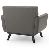 Engage Top-Grain Leather Living Room Lounge Accent Armchair in Gray