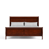 Traditional Cherry Wood King Bed Frame with Sleigh Headboard