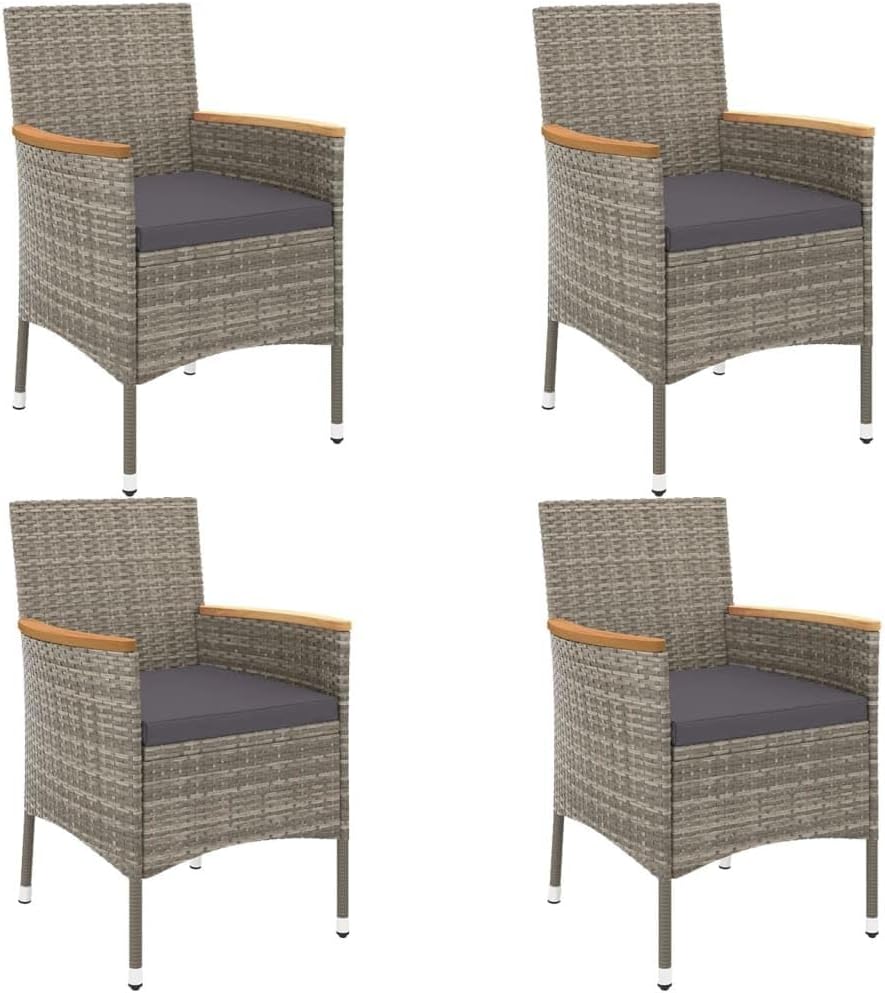 Outdoor Dining with 5 Piece Patio Dining Set, Comfortable Cushions, Durable Rattan, Gray
