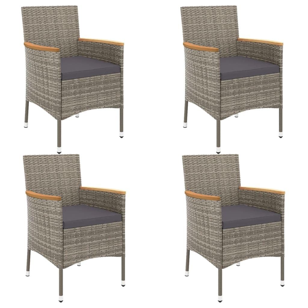 Outdoor Dining with 5 Piece Patio Dining Set, Comfortable Cushions, Durable Rattan, Gray
