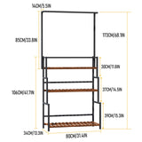 lukar 68 Inch Tall Metal 3-Tier Heavy Duty Plant Holder, 3 Tier Hanging Plant Stand with Bar Metal & Wood Flower Ladder Rack,Plant Display Cabinet Shelves Clearance for Garden Patio Greenhouse