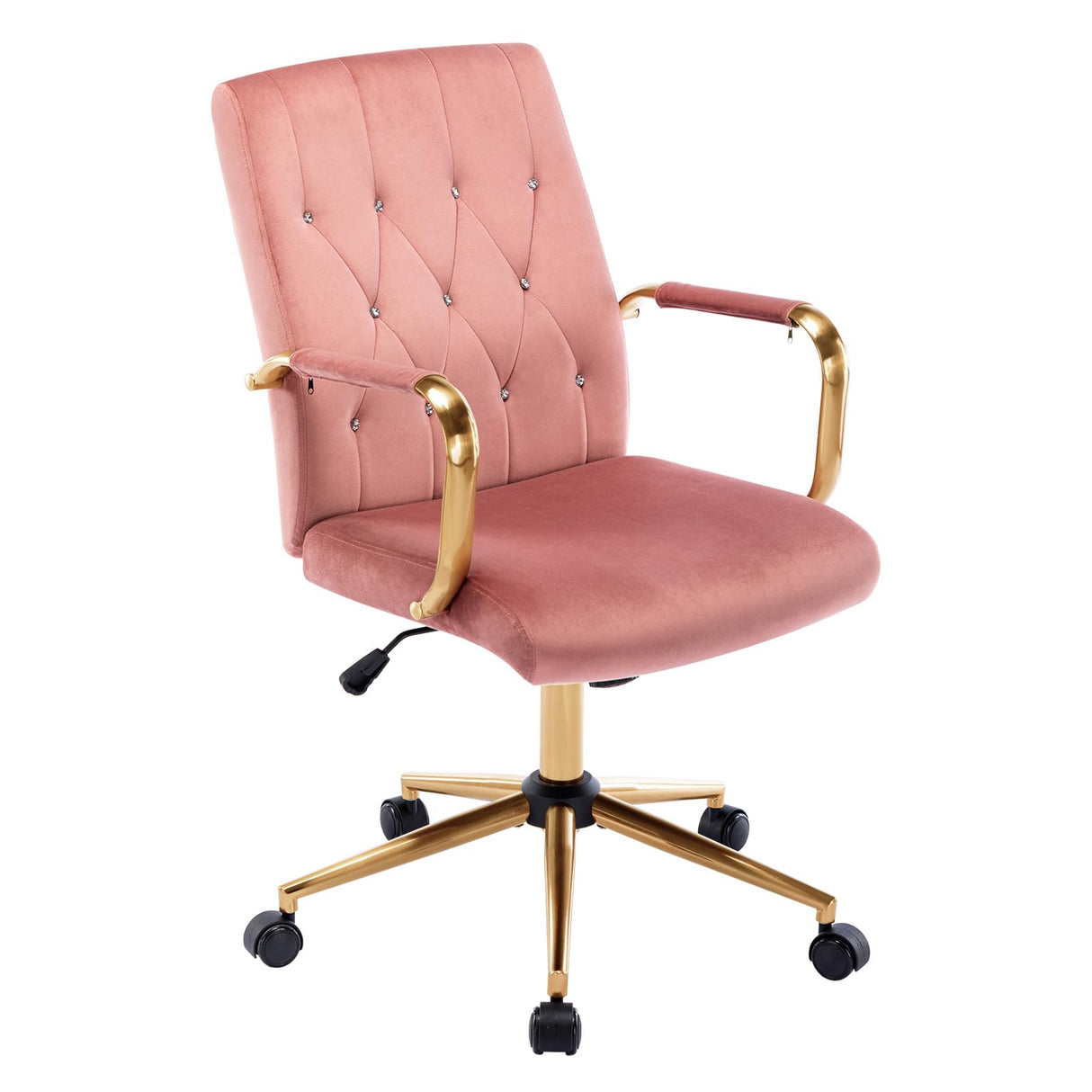 Velvet Home Office Desk Chairs, Modern Gold Task Chair with Wheels for Office