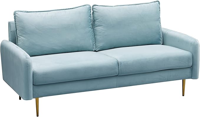 Velvet Loveseat Modern Sofa Tufted Couch with Metal Legs for Living Room, Bedroom, Office, Playroom - Prussian Blue