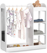 Kids Dress up Storage with Full Length Mirror, Kids Armoire Wardrobe Closet