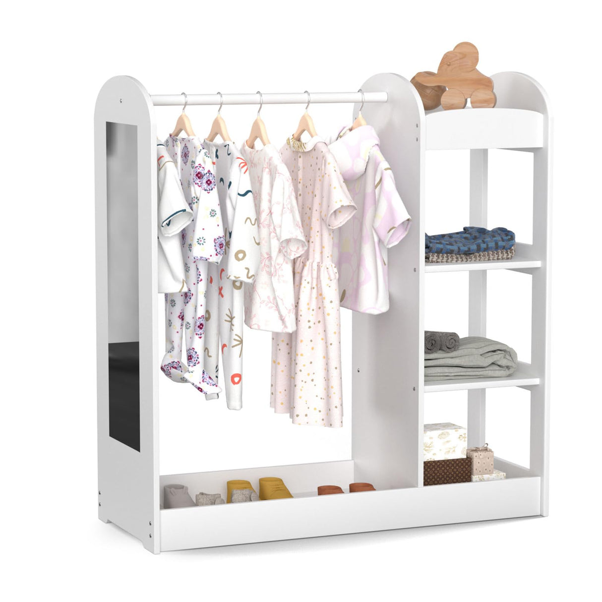 Kids Dress up Storage with Full Length Mirror, Kids Armoire Wardrobe Closet