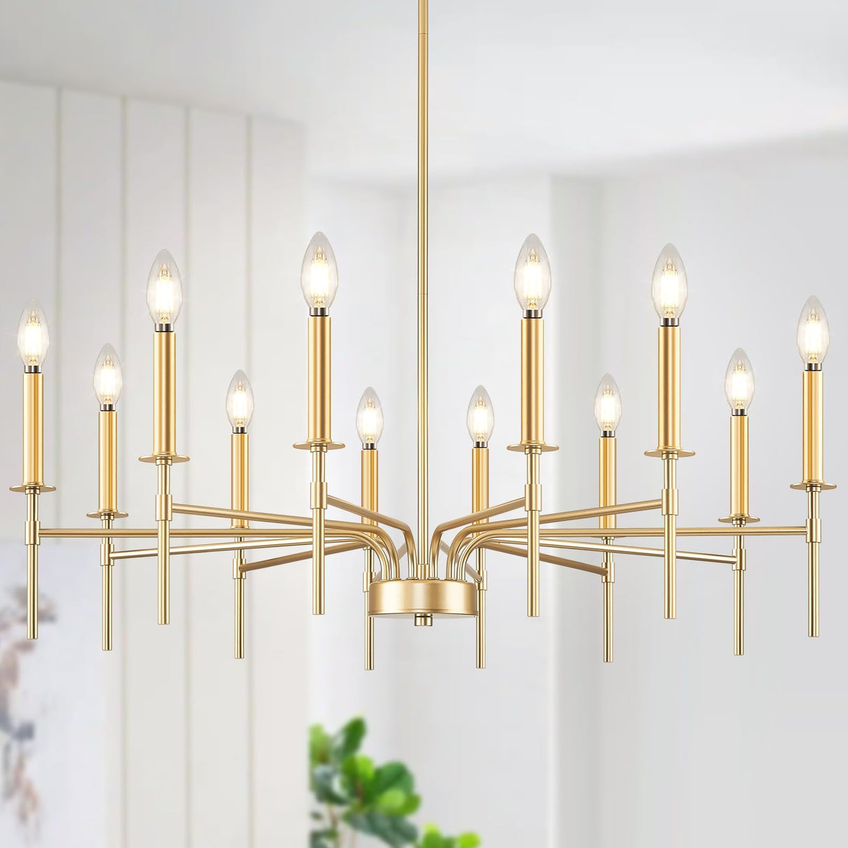 12 Light Gold Chandelier Light Fixture, Modern Farmhouse Chandeliers