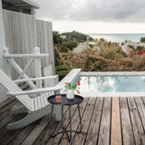 Round Metal Patio Side Table Black Outdoor End Table, Tray Top End Table