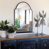 30x20 Black Arch Mirror with Shelf - Matte Metal Frame Wall Mirror