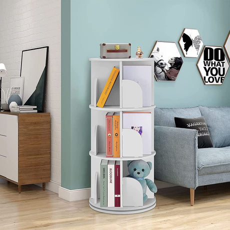 Revolving Bookcase,Creative 360°Rotating Bookcase Simple Disassembly Bookshelves