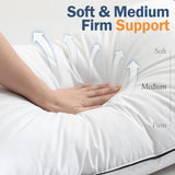 Medium Firm Goose Down Pillows Queen Size Set of 1, Luxury Feather Pillows