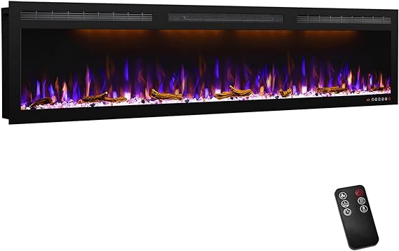 Electric Fireplace Recessed 88 inches