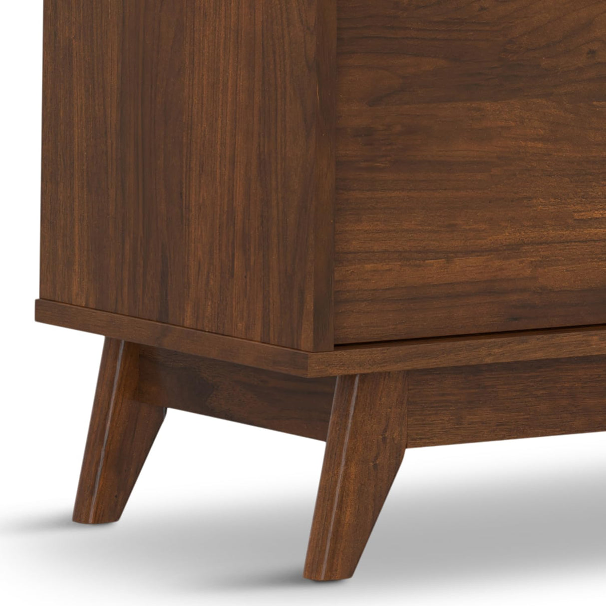 SIMPLIHOME Lennon 72 inch Wide Mid Century Modern TV Media Stand in Walnut Veneer for the Living Room and Entertainment Center