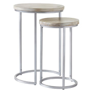 Natural and Silver Isla Nesting End Table 2-Piece Set, Side Table, Night Stand