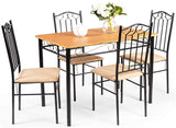 5-Piece Dining Table Set, Rectangular Dining Table with 4 Cushioned Chairs