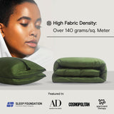 DOZ Duvet Cover Set, 100% Viscose derived from Bamboo, Organically Grown, Buttery Soft, Cooling Duvet Covers, High GSM, 1 Duvet Cover and 2 Pillowcases, 90"x90" (Forest, Full/Queen)