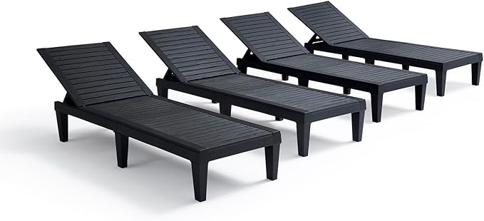 Patio Chairs - Waterproof Outdoor Chaise Lounge Chair, Set of 2 Adjustable Lawn Chairs