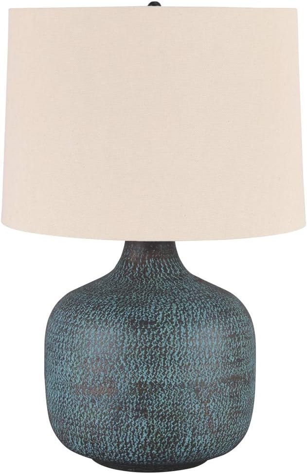 Magalie Contemporary 23.13" Hammered Aluminum Single Table Lamp, Antique Silver