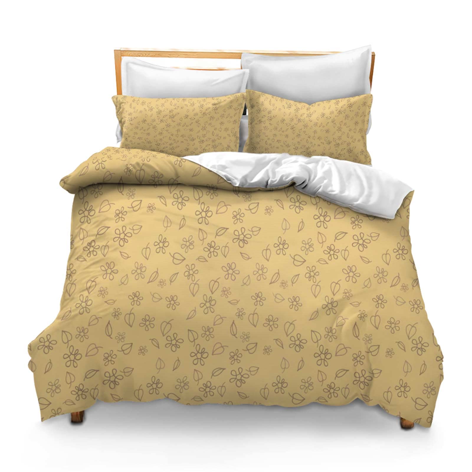 3PCS Comforter Cover Set with 2 Pillow Shams Lightweight King Background Pattern Flowers