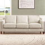 Bella Top Grain Leather Sofa Couch, 84", Vanilla White - Feather Down,