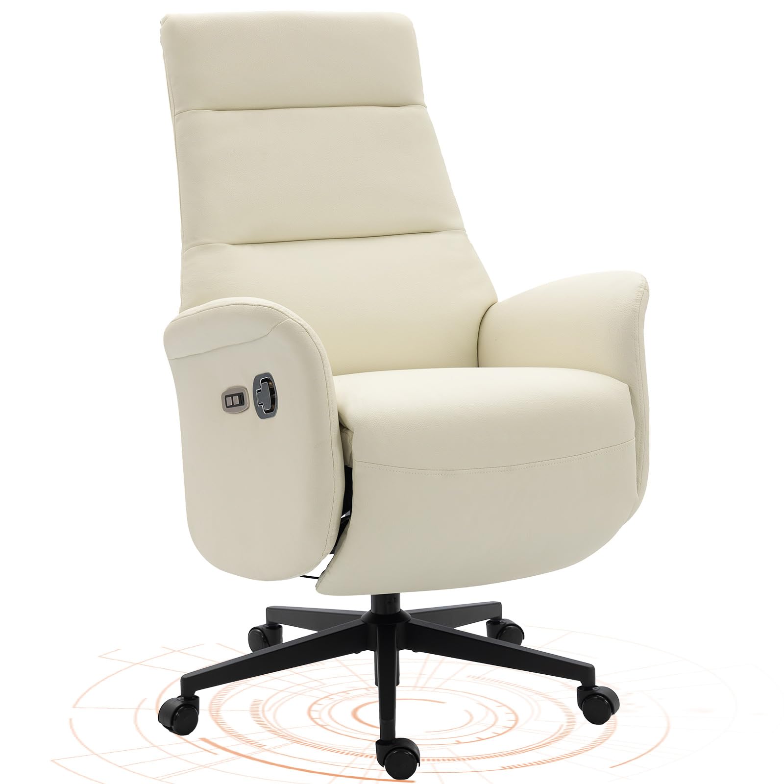 Electric Executive Office Chair with Footrest - Ergonomic PU Leather Recliner, Beige
