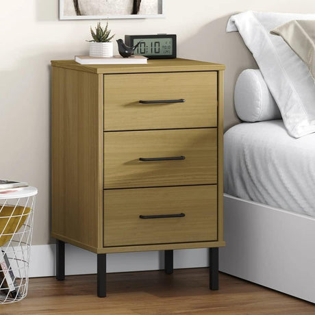 Industrial Bedside Cabinet in Brown | Free-Standing Side Cabinet | Rectangular