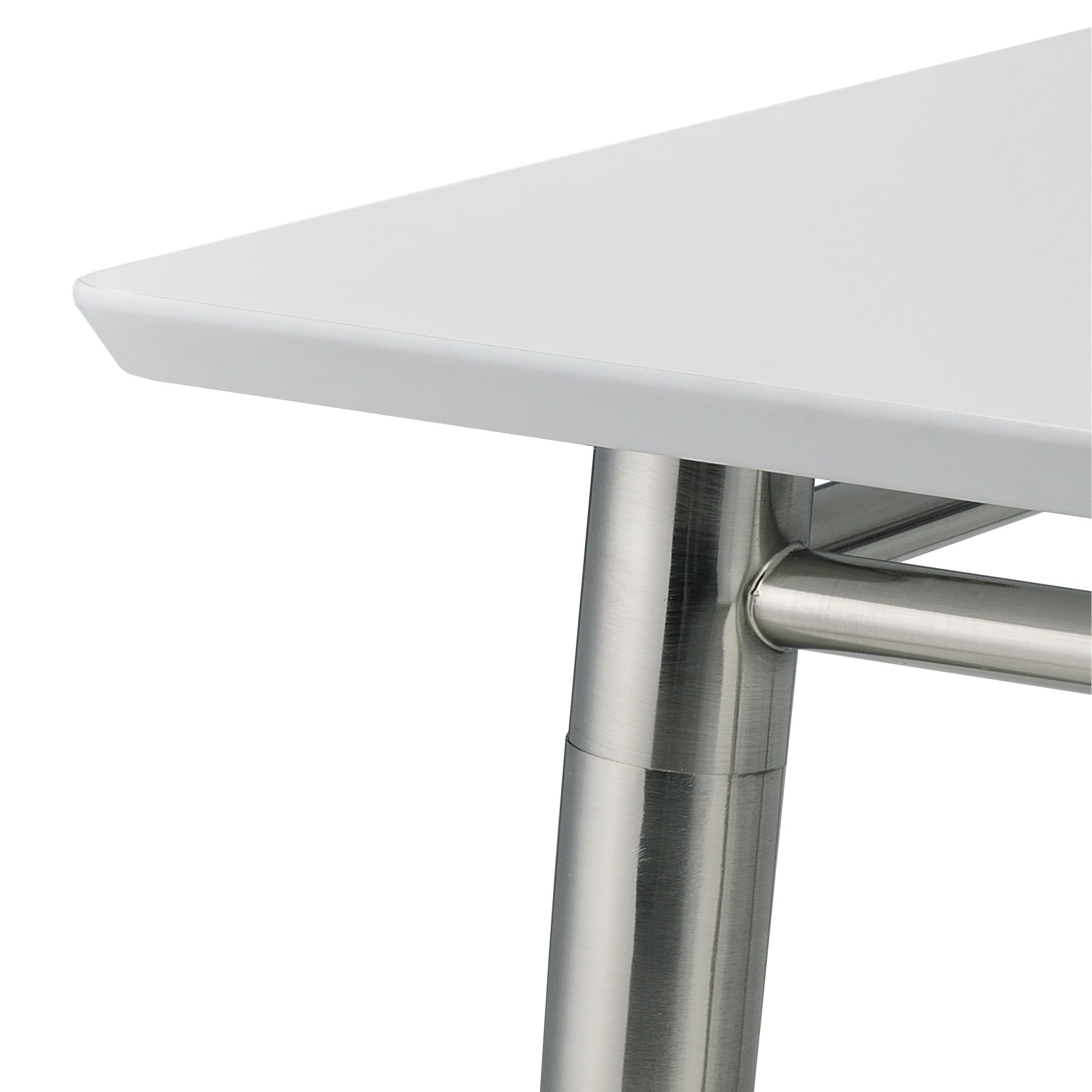 Brooklyn Modern Square End Table, White Top with Brushed Nickel