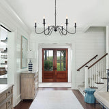 6-Light Iron Chandelier Black Farmhouse Chandelier Classic Candle Ceiling Pendant