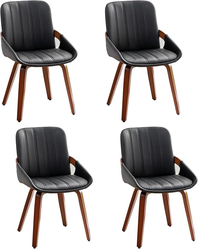 Mid Century Modern Faux Leather Upholstered Dining Chairs