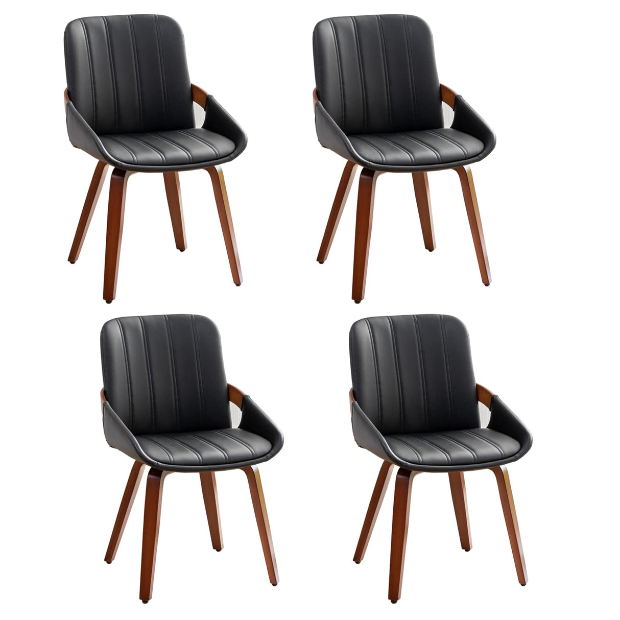 Mid Century Modern Faux Leather Upholstered Dining Chairs