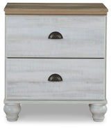 Haven Bay 5 Drawer Nightstand, White & Light Brown