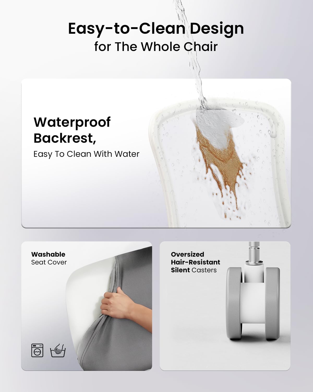 Ergonomic Office Chair with Foam Cushion & Adjustable Armrests - White